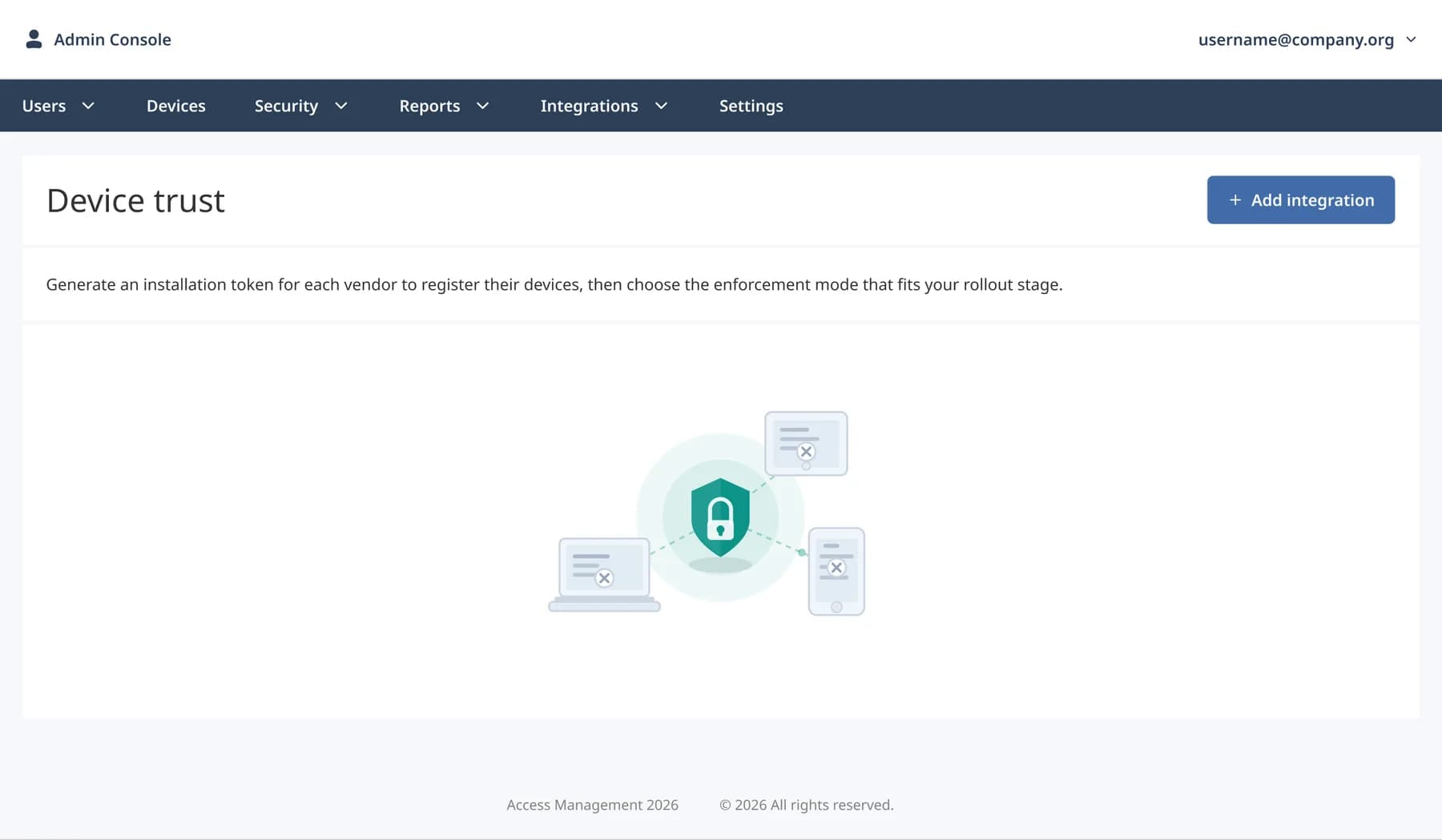 Device Trust — admin console screen