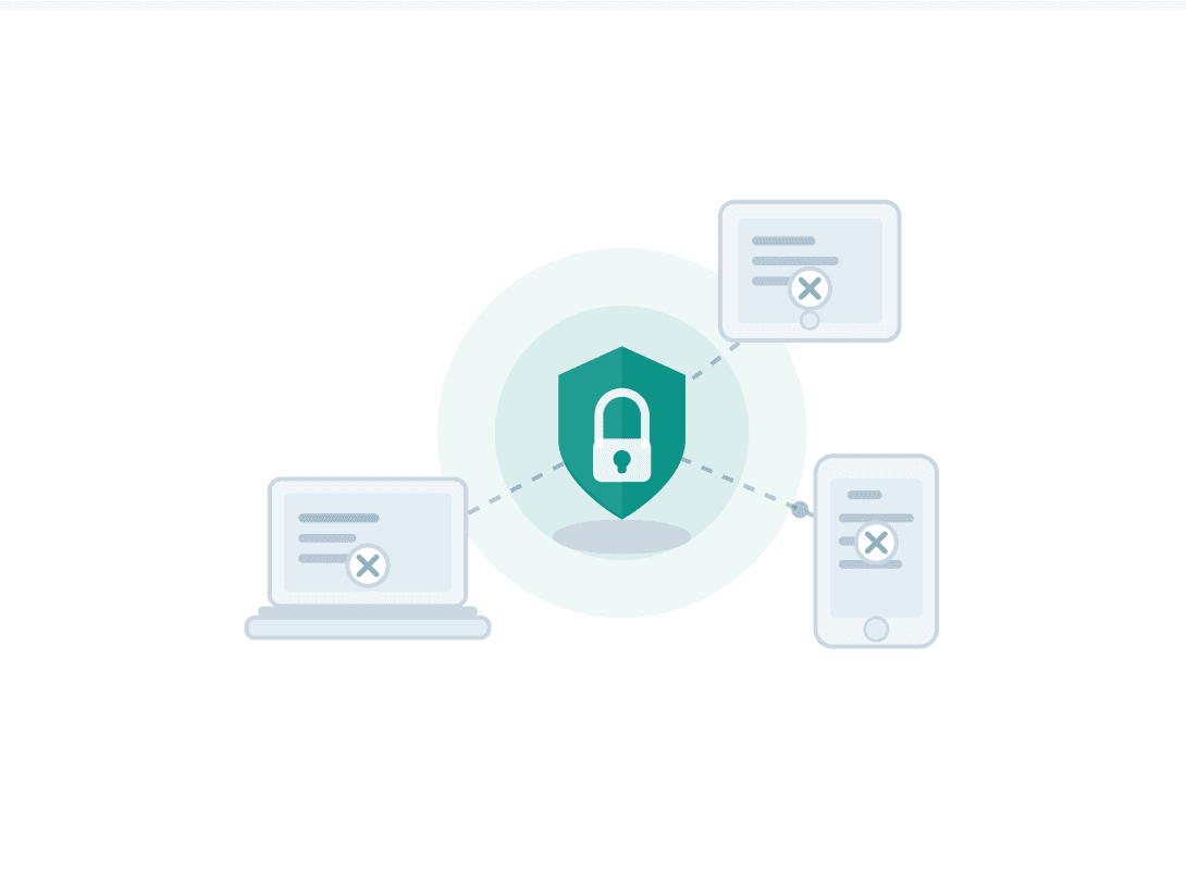 Device trust illustration — shield connecting devices
