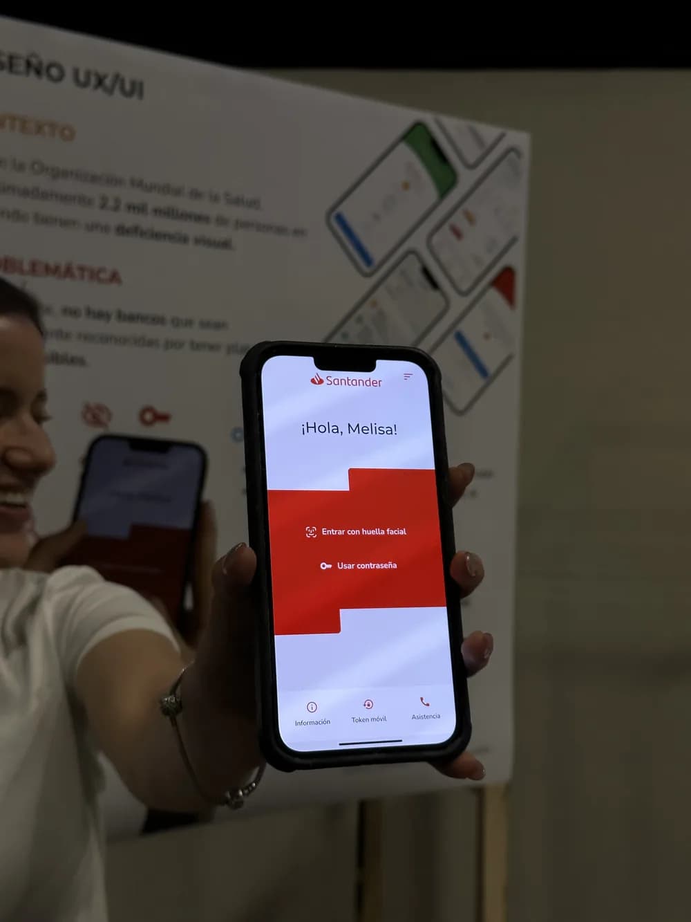 Presenting the redesigned login screen next to the project poster